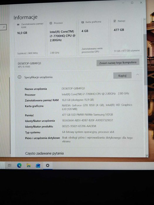 DELL XPS 15,6" Intel Core i7 - 7700 HQ 16GB/512GB super stan