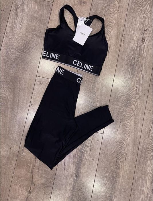 Жіночий чорний костюм лосини і топ Celine