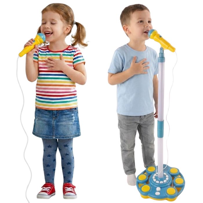 Mikrofon karaoke dla dzieci ze statywem głośnik MP3 światła