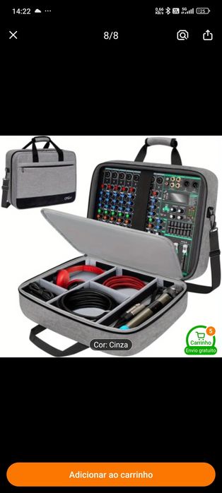 Mala / pasta de transporte para mesa de som, microfone, cabos etc nova