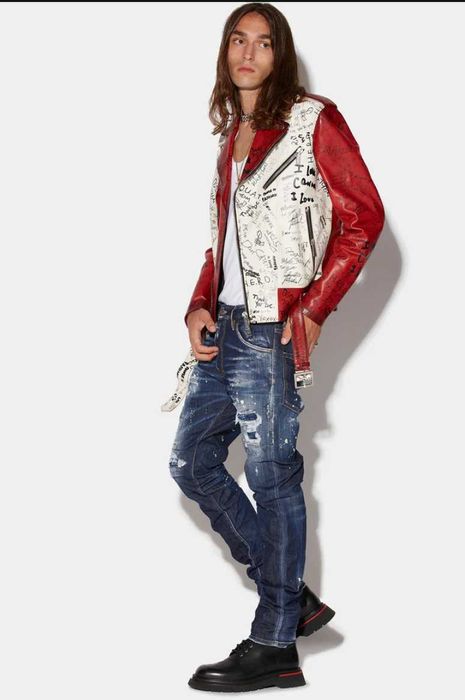 Dsquared2 jeans dark ripped BLEACH WASH COOL GUY roz.50;52 ORYGINAL