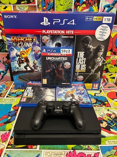 Sony PS4 Slim 500gb+Pakiet gier x3 Gwarancja 12m Szczecin Ufogames