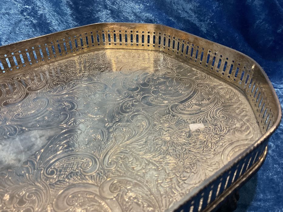 Bandeja retangular oitavada casquinha inglesa 36x20 cm433728656518696962