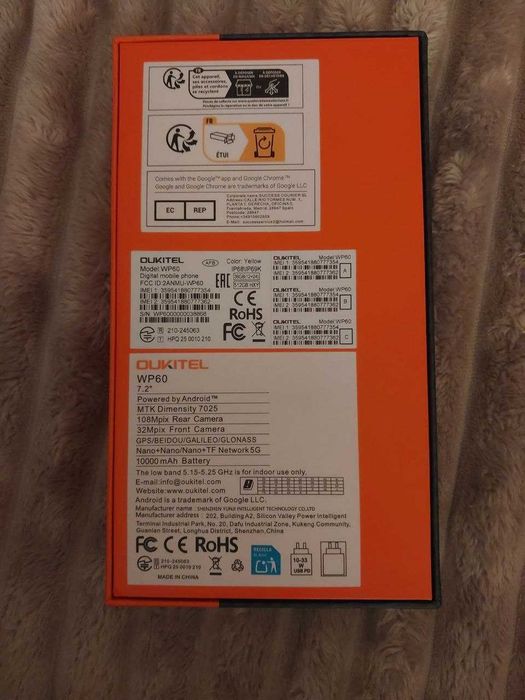 Smartphone OUKITEL WP60 5G 12/512GB 10000mAh 7,2" HD+ Android żółty