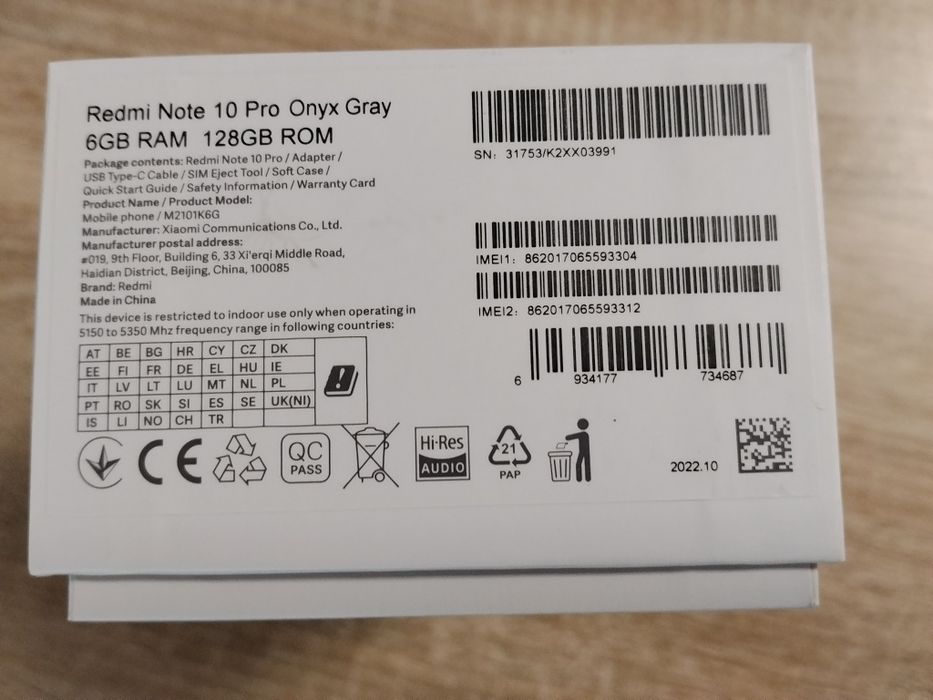 Smartfon Xiaomi Redmi Note 10 Pro 6/128GB 4G DS 6,67"