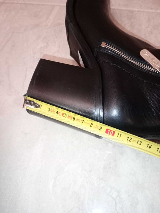 R. 38 Tommy Hilfiger Kozaki na słupku Zip High Heels Langboot