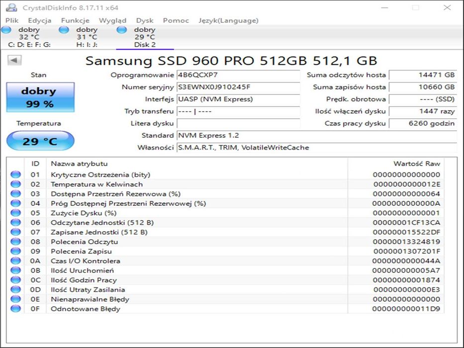 SSD M2 PCie 512GB Samsung 960 PRo