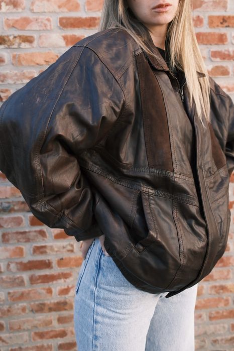 Вінтажна шкіряна куртка вінтажний бомбер