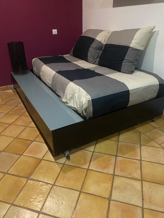 Cama solteiro lacado preto