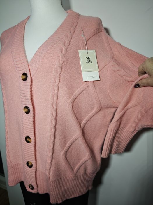 Nowy sweter zapinany  jasny róż new collection roz 3xl-4xl