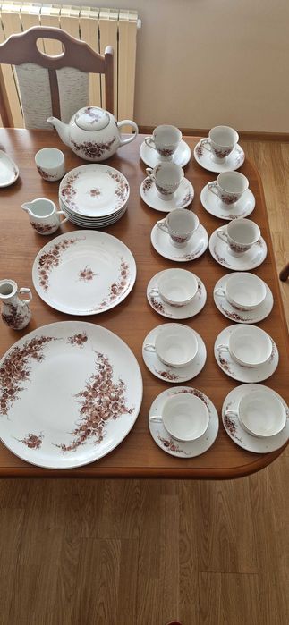 Serwis kawowo-obiadowy ręcznie malowany. Porcelana Karolina. Jackowski