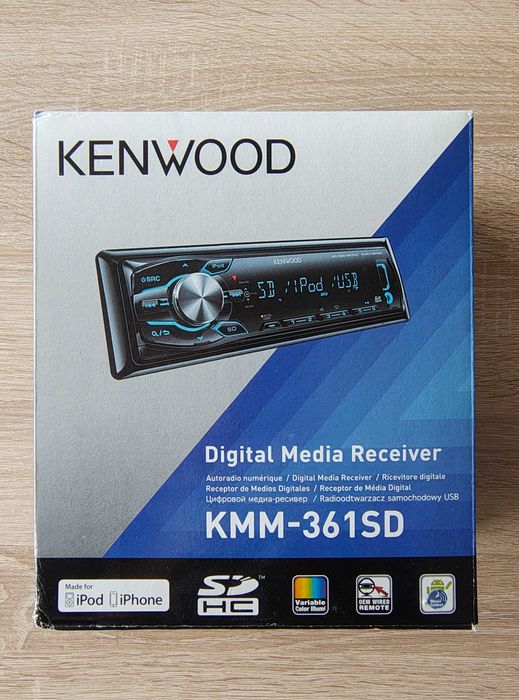 Używany radioodtwarzacz samochodowy Kenwood KMM-361SD + akcesoria