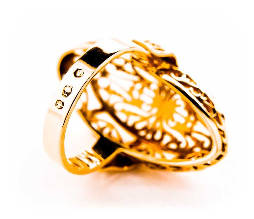 Złoty Pierścionek - Pestka - Pająk - 6,37g - WARMET B-623 - VINTAGE