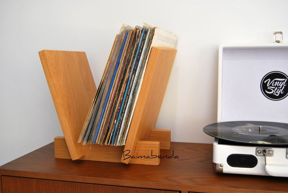 Suporte Discos Vinil / Porta Revistas / Carvalho Maciço
