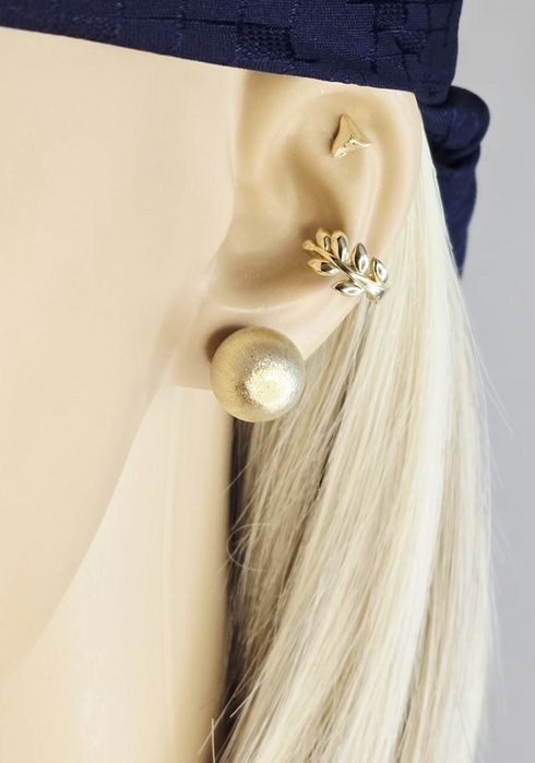 Złote kolczyki kulki satynowane próba 585 14k