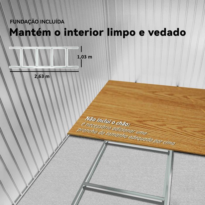 Abrigo de arrumos exterior 277x195x192 cm com 4 janelas