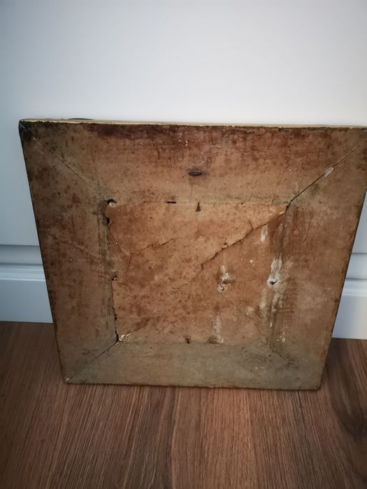 Quadro azulejo moldura pintado antigo dourado Vintage