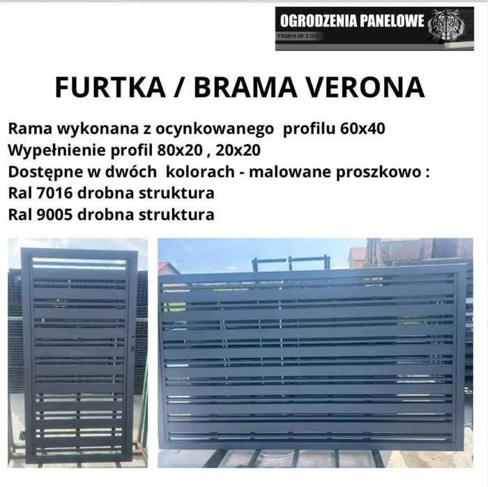 PRODUCENT! Furtka VERONA 1m/specjalny wymiar