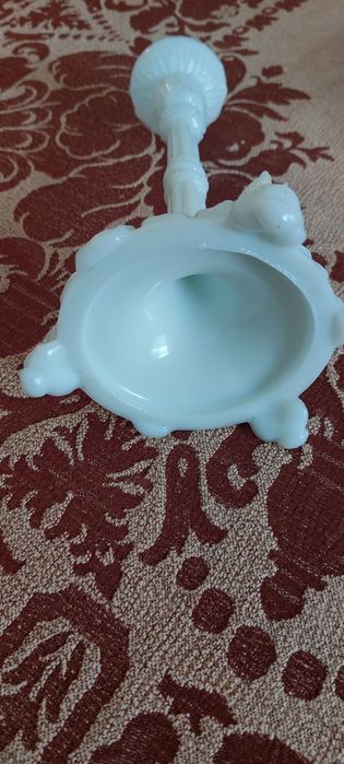 Castiçal vidro opalino branco