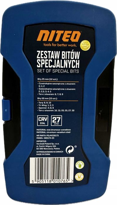 Zestaw DŁUGICH BITÓW Końcówek  SPECJALNYCH HEX do Wkrętarki CRV 27 el.