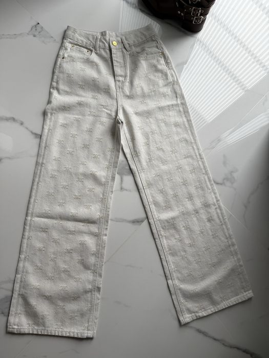 Spodnie jeans celine size s biale zloto