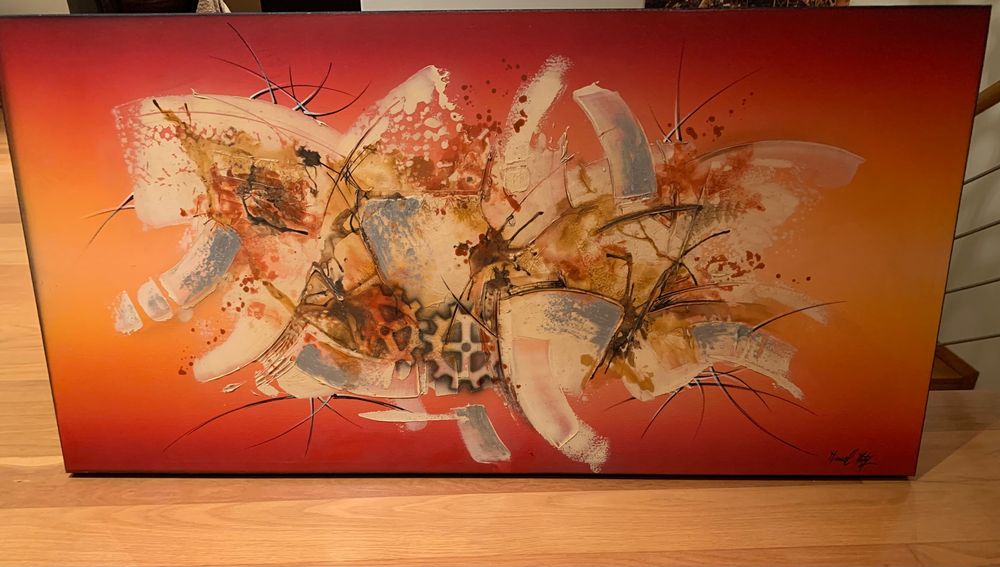 Tela pintura  com relevo 120cm/60cm