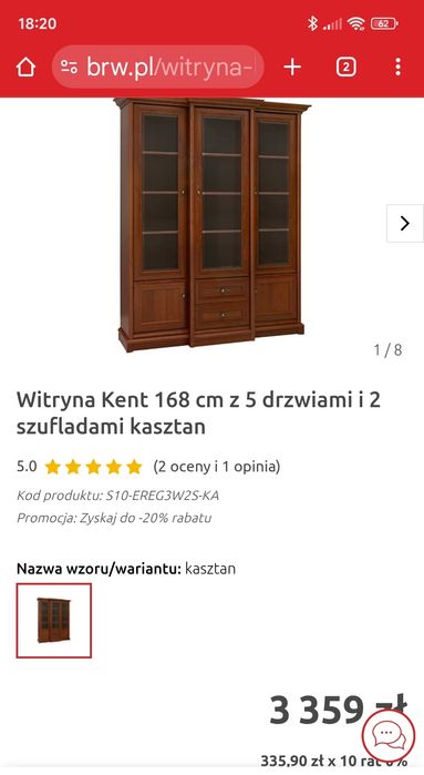 Duża witryna w kolorze kasztanowym