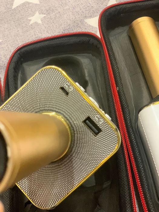 Бездротовий Bluetooth мікрофон караоке Star Voice Q7 золотий