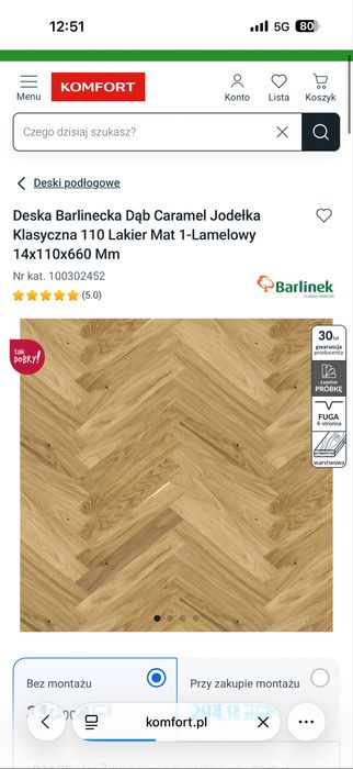 Deska Barlinecka Dąb karmel