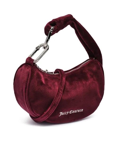 Бордова велюрова сумка-хобо Juicy Couture Blossom Small Hobo з міні-косметичкою кросбоді