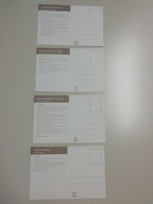 Postais o Sabor e aroma de Macau