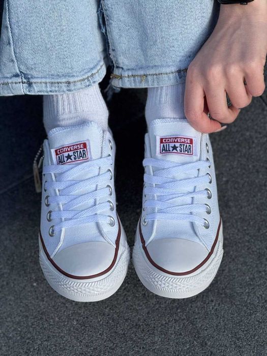 Жіночі класичні низькі білі кеди конверс converse all star white 36-41р. В'єтнам