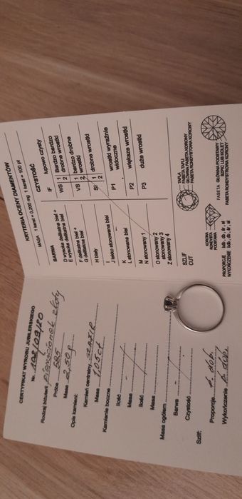 585 pierścionek białe złoto z  szafirem