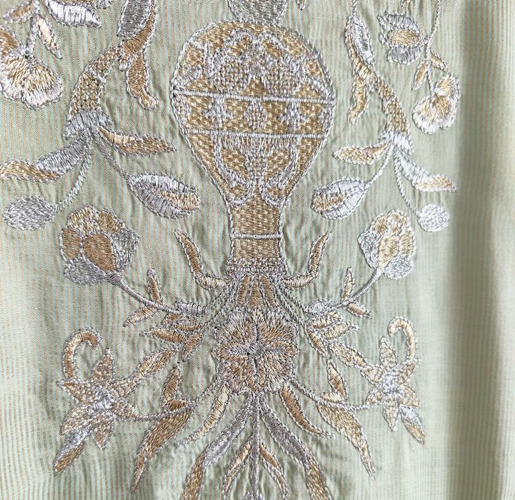 Indyjski komplet M 38 zielony złoty haftowany tunika kameez kurta boho
