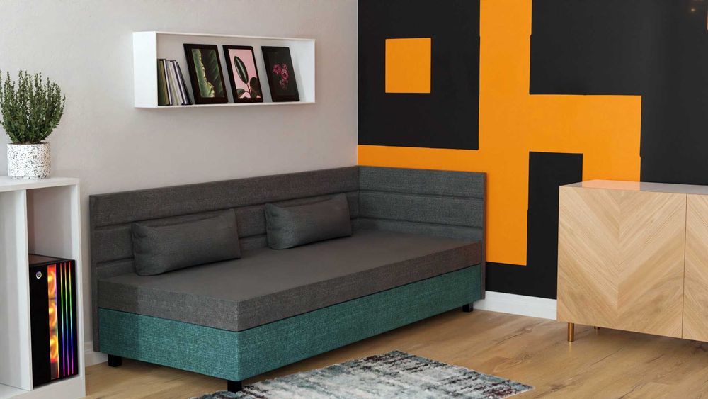 Łóżko tapczan młodzieżowy hotelowy z pojemnikiem na pościel 80/195