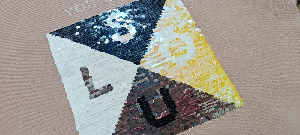 Zara 116 bluza różowa pudrowy róż ruchome cekiny dla dziewczynki