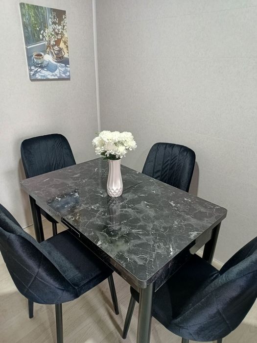 Стол обеденный кухонный раскладной со стульями. Арис