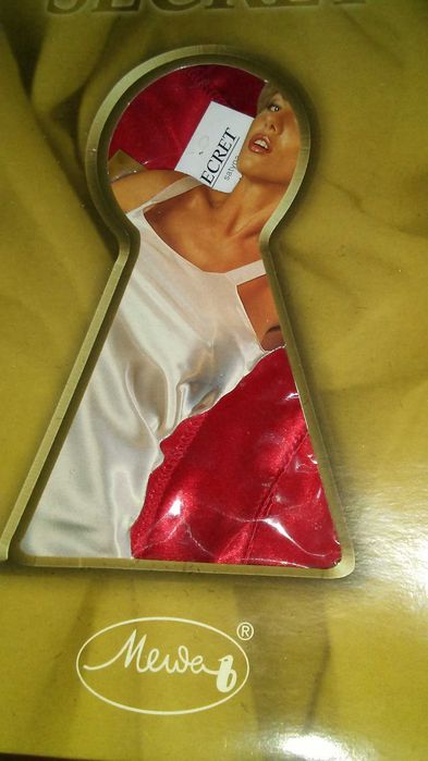 Nowy elegancki komplet nocny, satynowy czerwony, SECRET, 42/XL/14