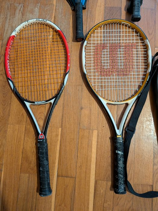 Lote de 12 raquetes de ténis (Head, Wilson, Babolat, Prince), adulto, júnior e criança