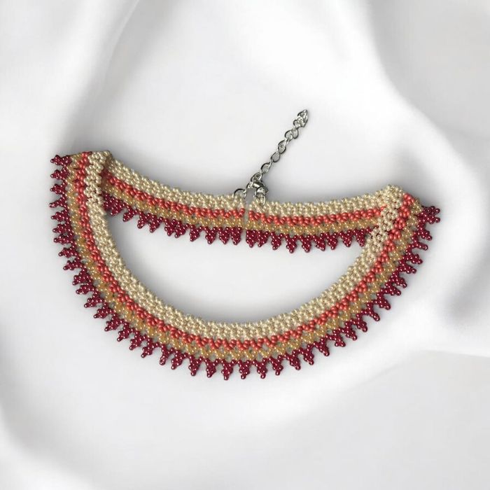 Ręcznie robione koralikowe naszyjnik etniczny boho | szer. 2 cm