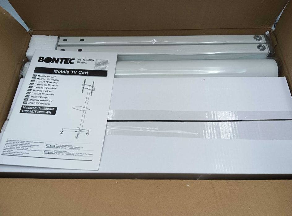 Suporte de TV móvel com rodas ajustável para TVs de 23"-60" - Branco
