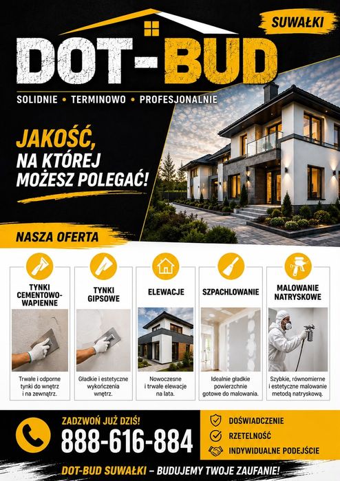 Elewacje Tynki Cementowo Wapienne Gipsowe Suwałki Malowanie  Szpachlowanie Natryskowe Suwałki Augustów Olecko
