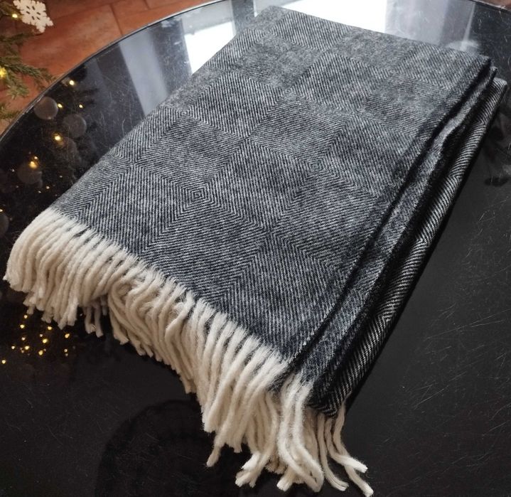 narzuta pled koc wełniany 100% wełna gramatura 380gr 160x200 polski