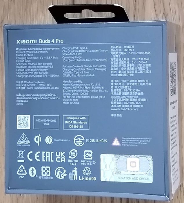 Auriculares bluetooth Xiaomi Buds 4 Pro- novo, 3 anos de garantia