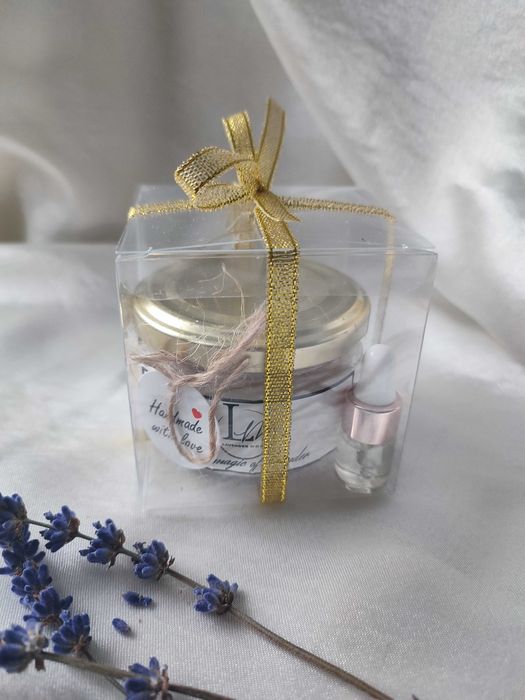 Свічка з соєвого воску лаванда, подарунковий набір, соєва свічка