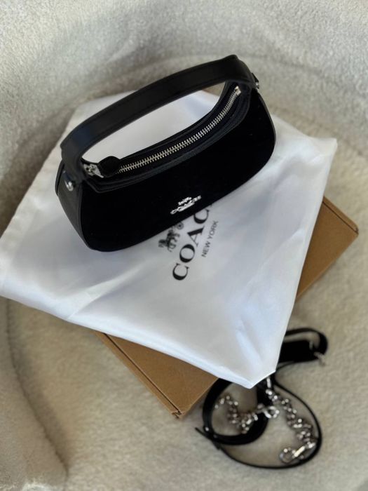 Сумка Coach чорна шкіра та замш