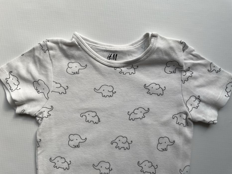 H&M body w słoniki 86, bawełna organiczna, krótki rękaw