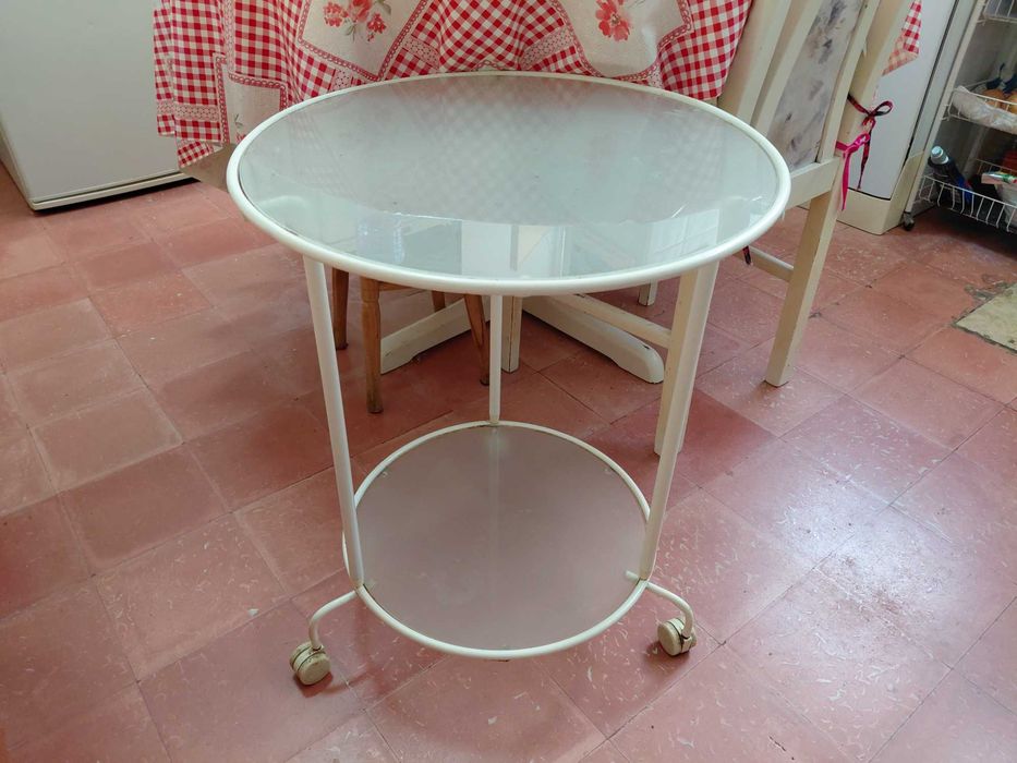 Mesa Ferro com 2 Tampos em Vidro