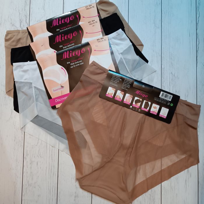 Высокие бесшовные коректирующие трусики Miego имитация стрингов танга