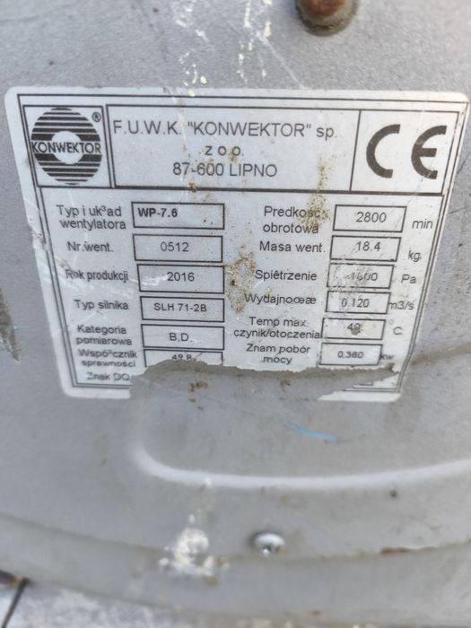 Wentylator promieniowy WP-7.6 0,55kW 720m3/h 230V Besel